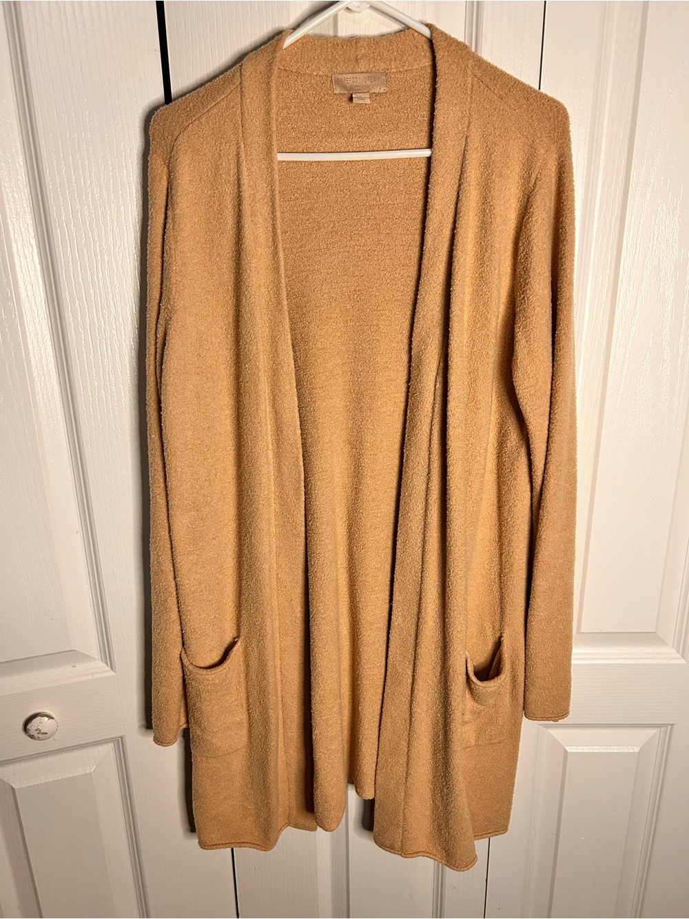 Barefoot Dreams Large Camel Cozychic Lite Essential Open Front Long Cardigan